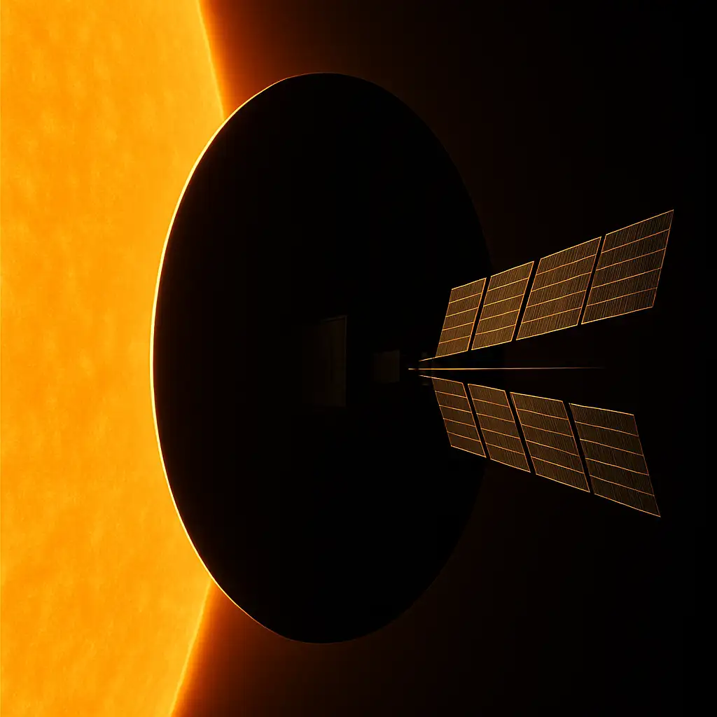 Upper shield of a sun-polar orbiting antimatter factory in 16 AFC during its first year of operation